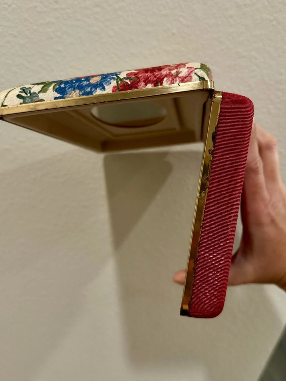 Vintage Floral Jewelry Box Travel Organizer Mirror Fabric Case